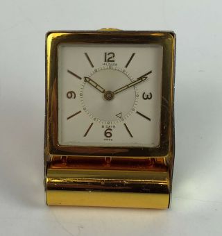 Mid Century Lecoultre Swiss 8 Day Wind Travel Alarm Analog Mechanical