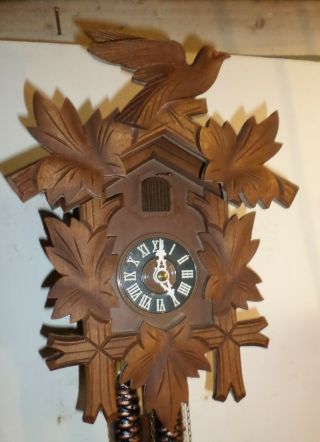 Old German Black Forest Traditional Hand Carved Wood Cuckoo Clock