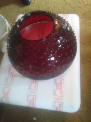 14 " Ruby Red Hobnail Glass Gone With The Wind Hurricane Lampshade