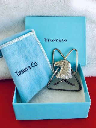 Rare Vintage Wwii 1940s Tiffany & Co.  Makers Sterling Silver Eagle Money Clip