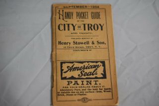 Sept 1904 Pocket Guide To The City Of Troy,  Ny And Vicinity