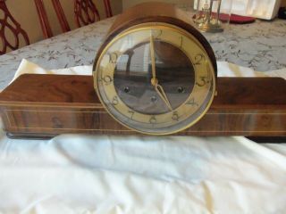 Vintage : Mauthe German Mantel Clock 8 - Day,  Chimes 4/4