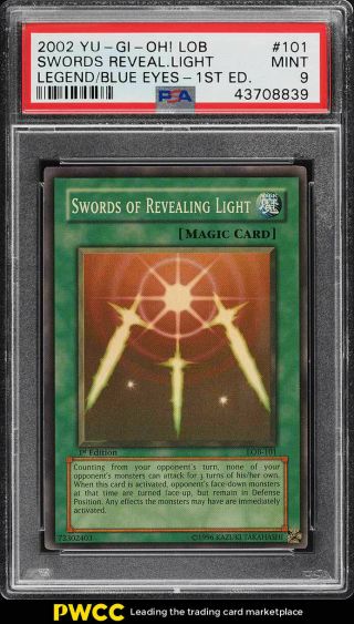 2002 Yu - Gi - Oh Lob 1st Edition Swords Of Revealing Light Lob - 101 Psa 9 (pwcc)