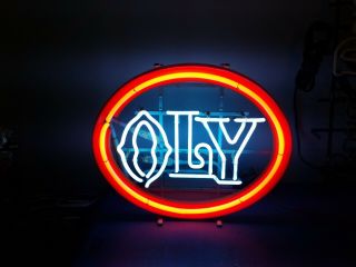 (vtg) 1970s Olympia Beer Oly Neon Light Up Sign Bar Game Room Washington Rare