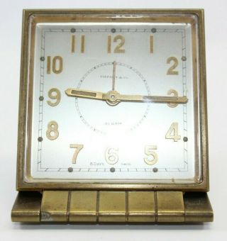 Vtg Tiffany & Co.  Brass Travel Alarm Clock Square Folds Alarm Clock No