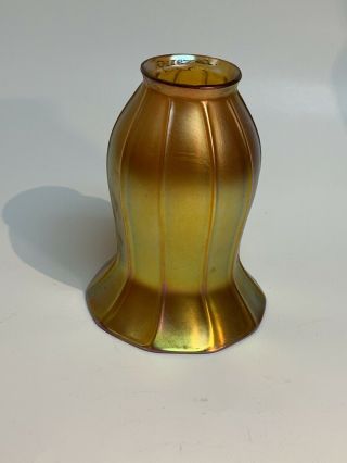 Vintage 6 Inch Tall Signed Quezal Gold Irridescent Lamp Shade