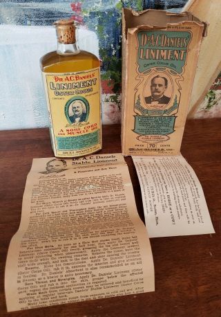 Vintage Nos Dr.  A.  C.  Daniels Oster Cocus Oil Liniment Bottle W/box Human Animal