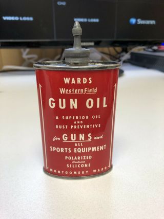 Vintage Wards Western Field Gun Oil Tin Can For Guns And Sports Equipment