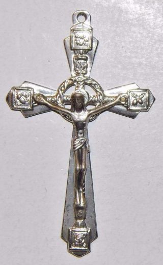 Vintage Old Crucifix Celtic Cross Catholic Jesus Religious Roses Pendant 55mm