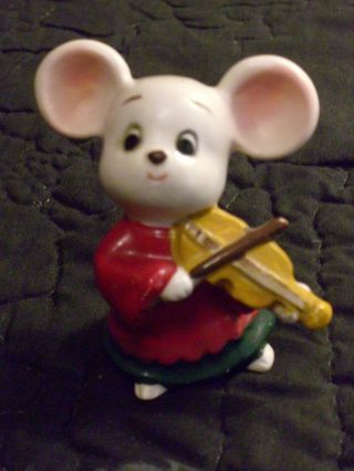 Vintage Lefton China Mouse Hand Painted Made In Japan Violin Music
