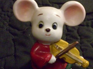 Vintage Lefton China Mouse Hand Painted Made In Japan Violin Music 2