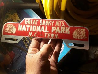 Vintage Great Smoky Mts National Park License Plate Topper Sign 1950s