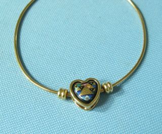 Vtg Michaela Frey Wille Enamel Gold Plated Heart Pendant Snake Chain Necklace