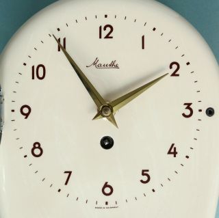 MAUTHE GERMAN Wall Clock KITCHEN TIMER Vintage Mid Century 1960s CERAMIC 8 Day 2