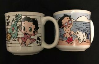Set Of 2 Baby Betty Boop Mugs.  1989 Presents P5413 & P5414.