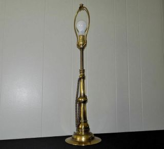 Vintage Stiffel Solid Brass Fox Hunting Horn Or Trumpet Base Lamp With Chain