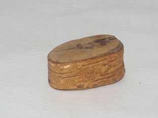 Antique Tiny Miniature Primitive Folk Art Bentwood Oval Box Pantry Container