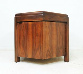 Vintage Mid Century Modern Lane Walnut Finish Wood Hexagon Side End Table