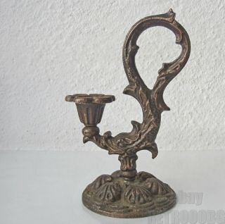 7 " Vintage Russian Soviet Metal Candle Holder Candlestick,  W/ Bird Flower Handle
