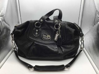 Black Coach Purse,  Stunning Black Small Coach Purse With Fringe And Coach Decals