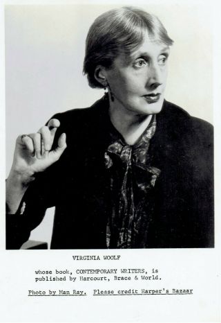 1966 Vintage Photo By Man Ray From 1934 Author Virginia Woolf Poses For Portrait