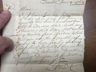 June 4th 1763 Letter From Trenton N.  J.  To Oxford Mass Written To Robert Allison