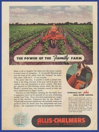 Vintage 1945 Allis - Chalmers Farm Tractor Milwaukee Wi Rare Print Ad 1940 