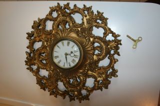 Vintage Syroco Gold Wall Clock Baroque Hollywood Regency