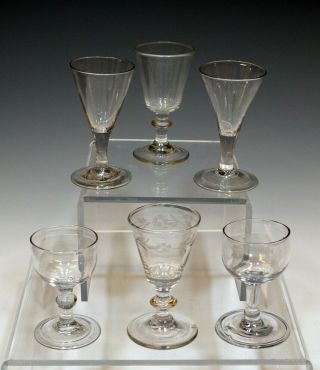 Six Hand Blown Colorless Glasses 18th - Early 19th Century