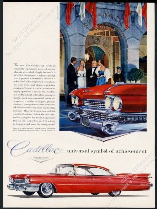 1959 Cadillac Sedan De Ville Red Car At The Broadmoor Photo Vintage Print Ad