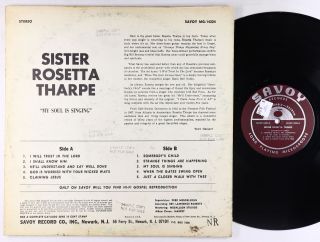 Sister Rosetta Tharpe - Singing In My Soul LP - Savoy - Gospel Harvey Cover VG, 2