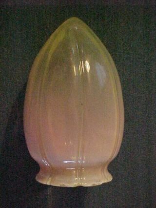 Victorian Pink Vaseline Opalescent Cased Art Glass Stalactite Shade 3 - 1/4 Fitter