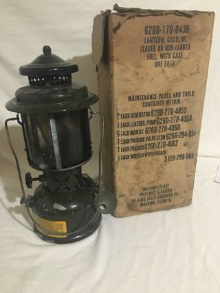 Vintage 1963 Us Military Army Field Lantern Quadrant Globe Coleman Type Green