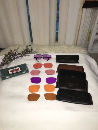 Decot Hy - Wyd Shooting Glasses With 5 Extra Pair Lenses & 5 Vintage Cases