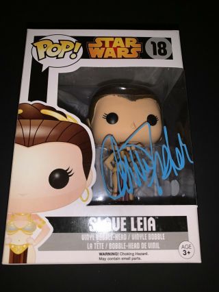 Carrie Fisher Signed Star Wars Slave Leia Funko Pop 18 - Exact Proof And