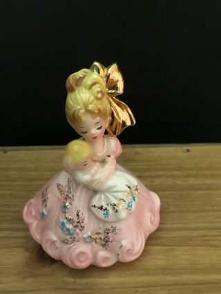 Vintage Josef Originals Girl With Baby Pink Dress Rare Figurine 4 " Shower Gift
