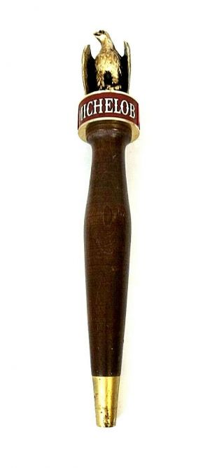 Vintage Michelob Beer Tap Handle Wood With Gold Metal Eagle Topper 15.  5” Length