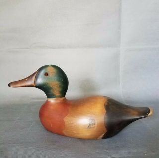 Vintage Wood - Carved Duck Decoy By Ron Fisher Signed 1986