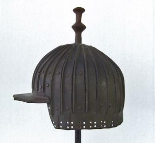 Antique 17th - 19th Century Tibetan Helmet Made Of 30 Plates To Sword Armor Tibet