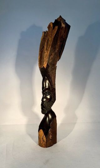 Vintage African Tribal Carving - Ebony/iron Wood Statue - Elder - Wise Man - 14”