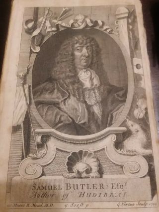 Hudibras In Three Parts The Late Wars Zachary Grey Ll.  D.  1744 Antique Books Rare