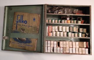 Vintage/rare Filko Parts Display Box Filled With Nos Condensers And Breaker Poin