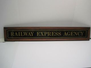Vintage Reverse Painted On Glass Railroad Express Agency Wood - Framed Sign