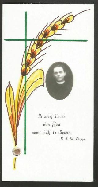 Blessed Edward Poppe Ex Indumentis Vintage Relic Reliquary Religious Holy Card