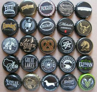 25 Different Mostly Micro Craft Shades Of Black Beer Bottle Caps
