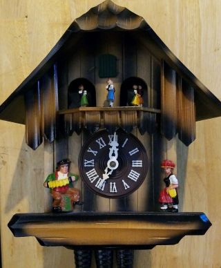 Cuendet Musical Black Forest Chalet Style Cuckoo Clock - Needs Tlc -