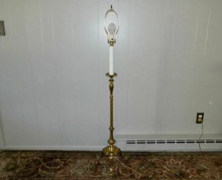 Frederick Cooper Brass Twist Floor Lamp Tripod Base Bouillotte Candlestick Style