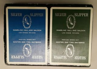 Vintage Silver Slipper Playing Cards.  2 Complete Decks.  Not Cancelled.