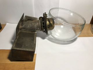 Antique Angle Mfg.  Co.  Kerosene Lantern Wall Mount Tin And Glass 2