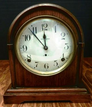 Vintage Seth Thomas Rounded Beehive Mahogany Chime Clock No Key/weight Very Good